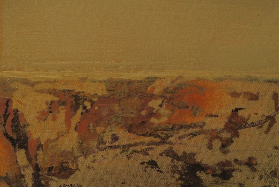Spiaggia, 1965 — Olio su cartoncino, 12 x 15,9 cm
