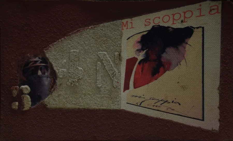 Mi scoppia il cuore (3), 1996 — Tecnica mista su tela, 12 x 18,5 cm