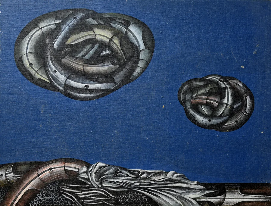Due nuvole, 1974 — Acrilico su tela, 40 x 50 cm