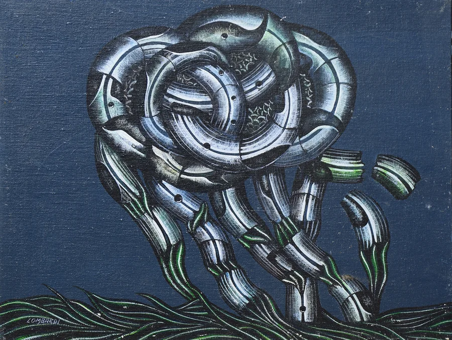 Progetto di inquinamento terrestre / processo in atto, 1974 — Acrilico su tela, 30 x 40 cm