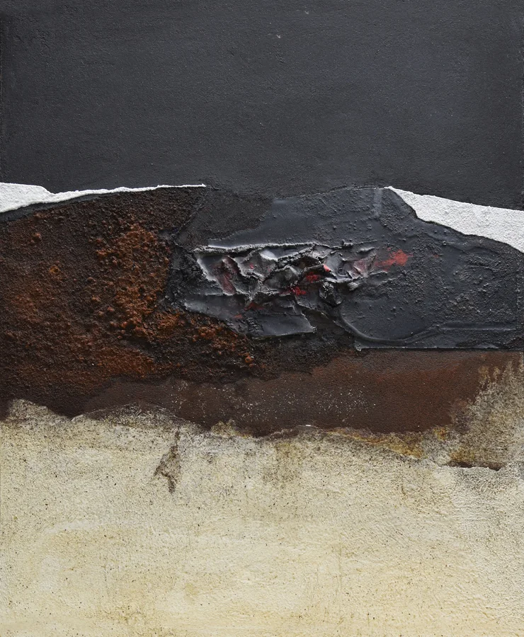 La macchia nera, 1990 — Tecnica mista su tela, 100 x 100 cm