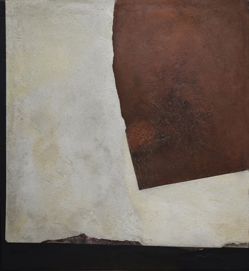 Superficie rossa, 1991 — Tecnica mista su tela, 100 x 100 cm