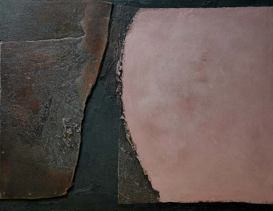 Superficie rosa, 1992 — Tecnica mista su legno, 51 x 65 cm